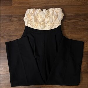 Zara Black and Cream Floral Jumpsuit